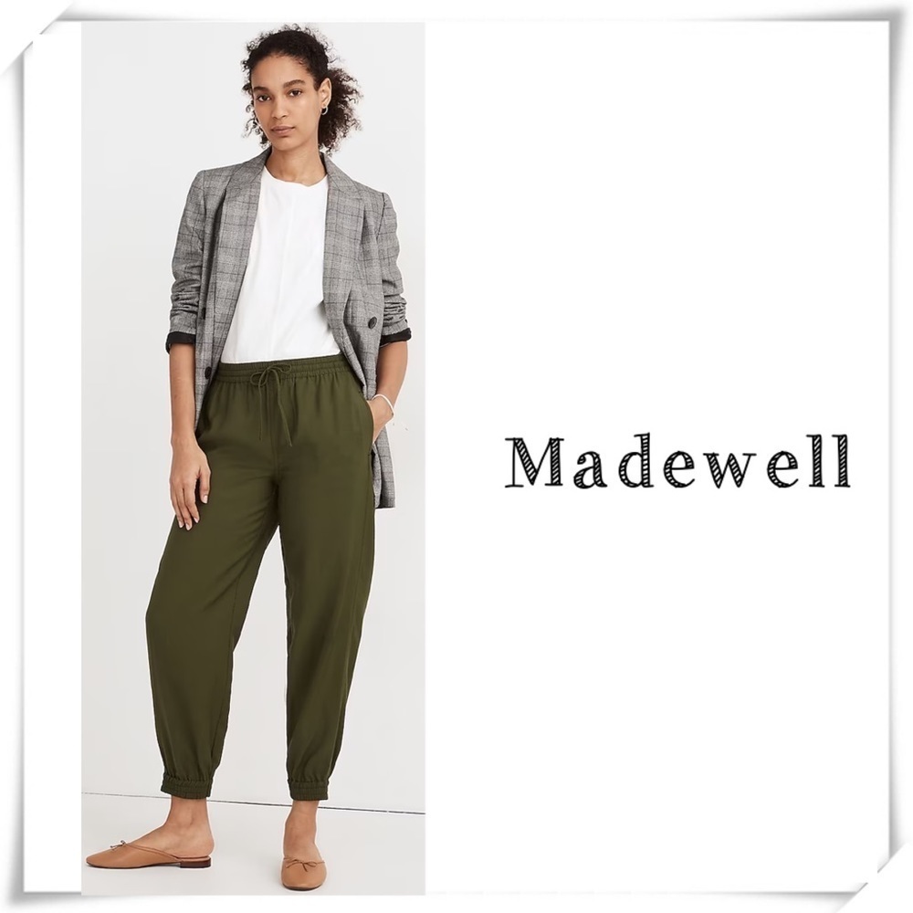 MADEWELL Drawstring Track Trousers Joggers Pants in Green Size XS Style MC993